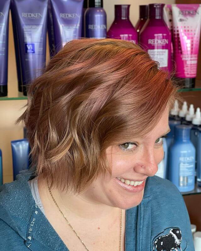 asymmetrical short haircut for older women