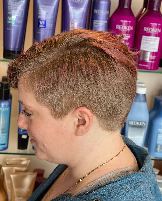 asymmetrical short haircut for older women round face