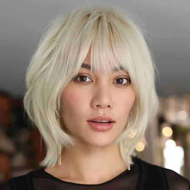 Chic Blonde Bob with Bangs