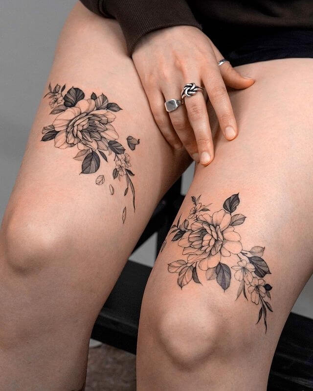 Floral Leg Tattoo