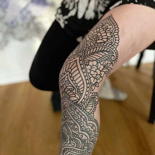 Thigh Mandala Tattoo
