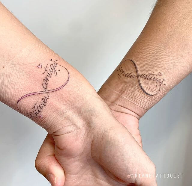Anniversary date infinite tattoo on inner arm Infinite Couple Tattoo on Wrist