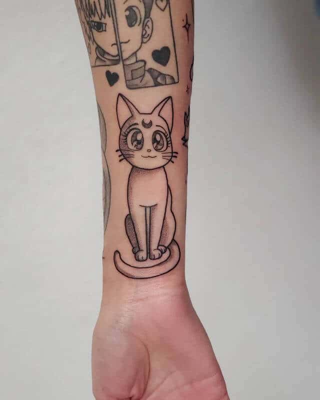 Luna Sailor moon inner arm tattoo