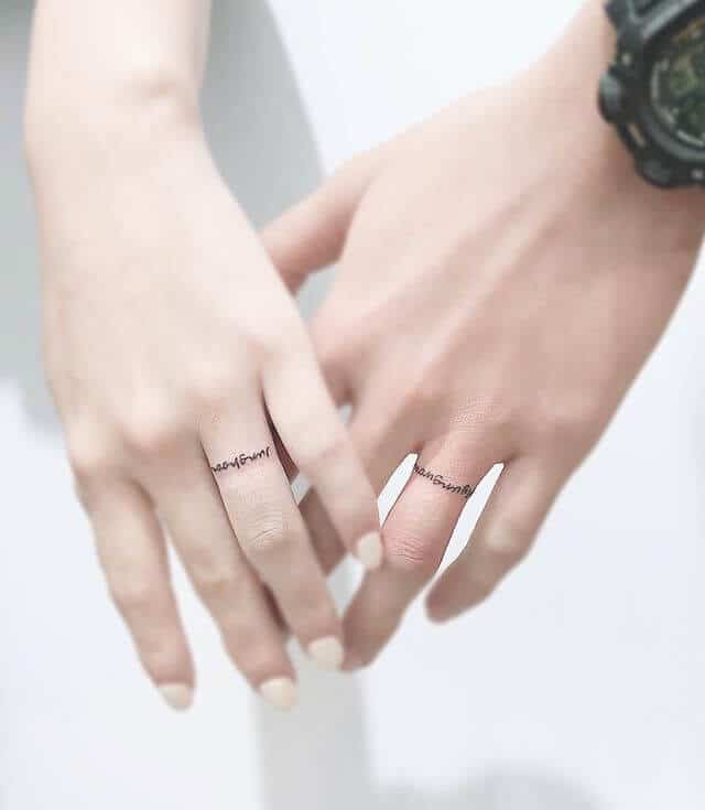 Matching Ring Tattoos for engaged couples Matching Ring Tattoos for engaged couples