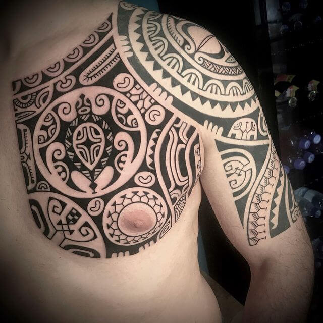 Polynesian Chest Tattoo