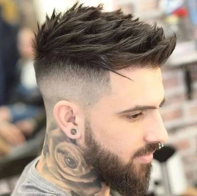 Quiff with High Skin Fade and Beard