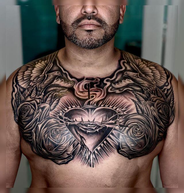Religious Chest Tattoos for Men