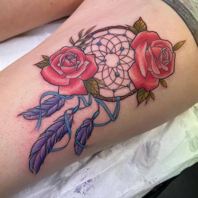 Rose and Dream Catcher Tattoo