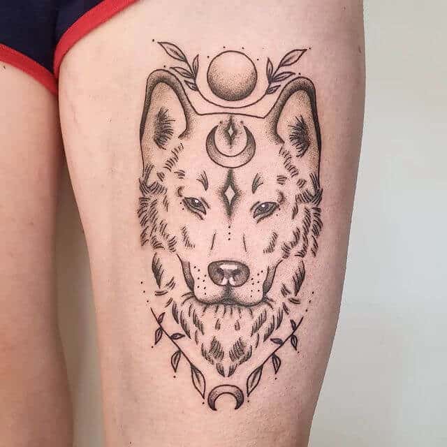 Wolf Tattoo for Leg