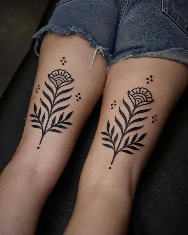 Flower Back of Thigh Tattoo