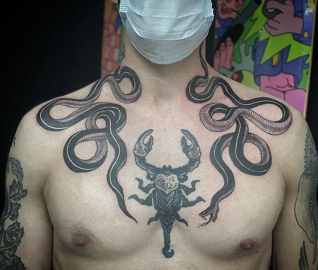 Scorpion Chest Tattoo