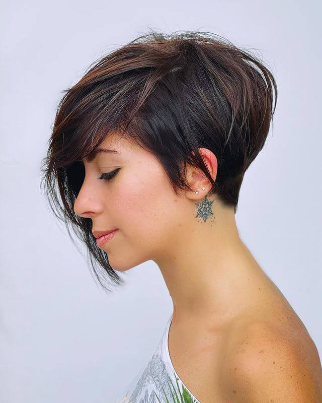 short haircut for thick hair with long bang