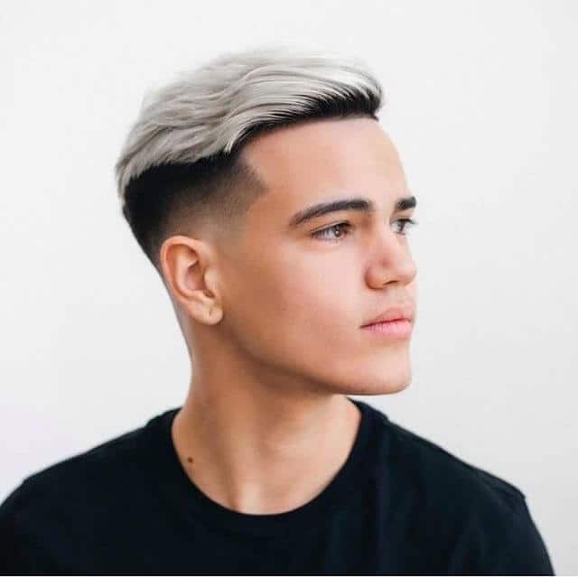 Silver short hair men with black under layer