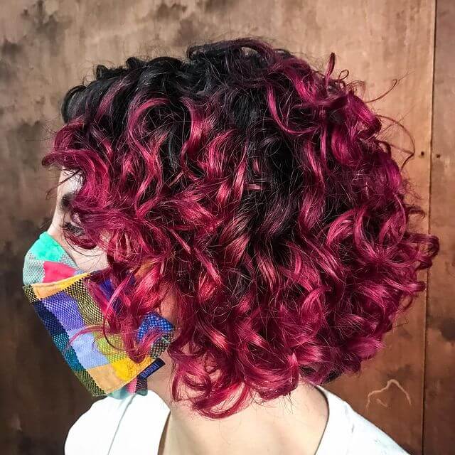 Curly Black and Red Bob