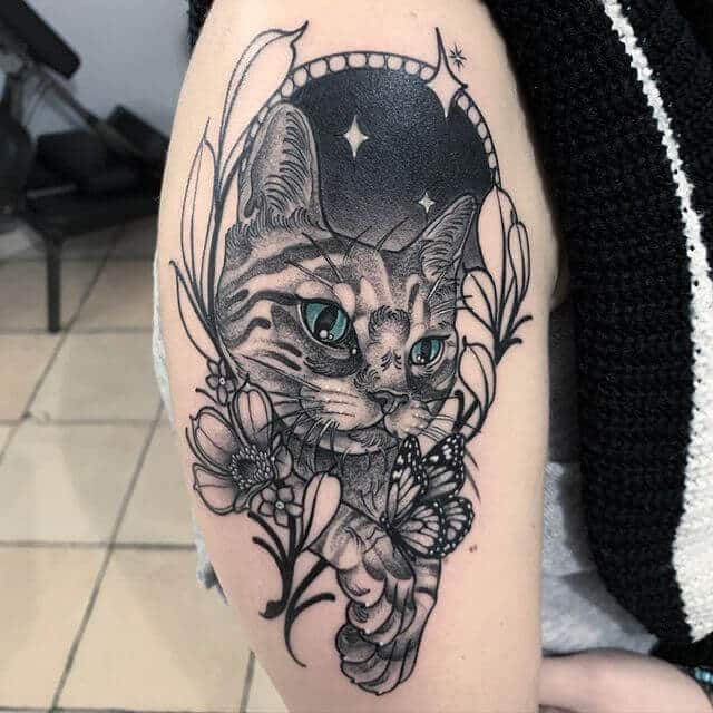 Cat with Butterfly Tattoo