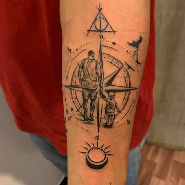 compass father son tattoo