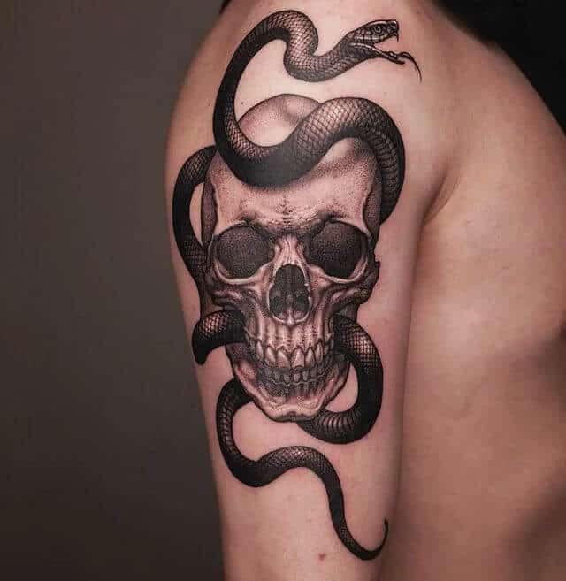 Skull and Snake Tattoo