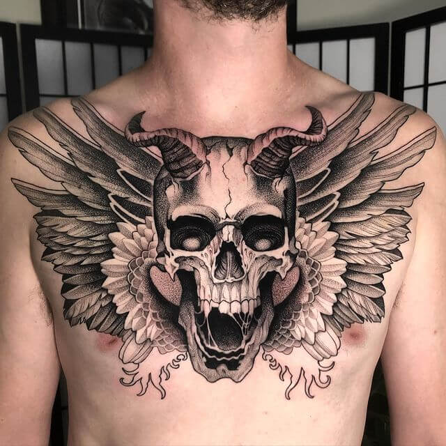 Skull with Wing Tattoo