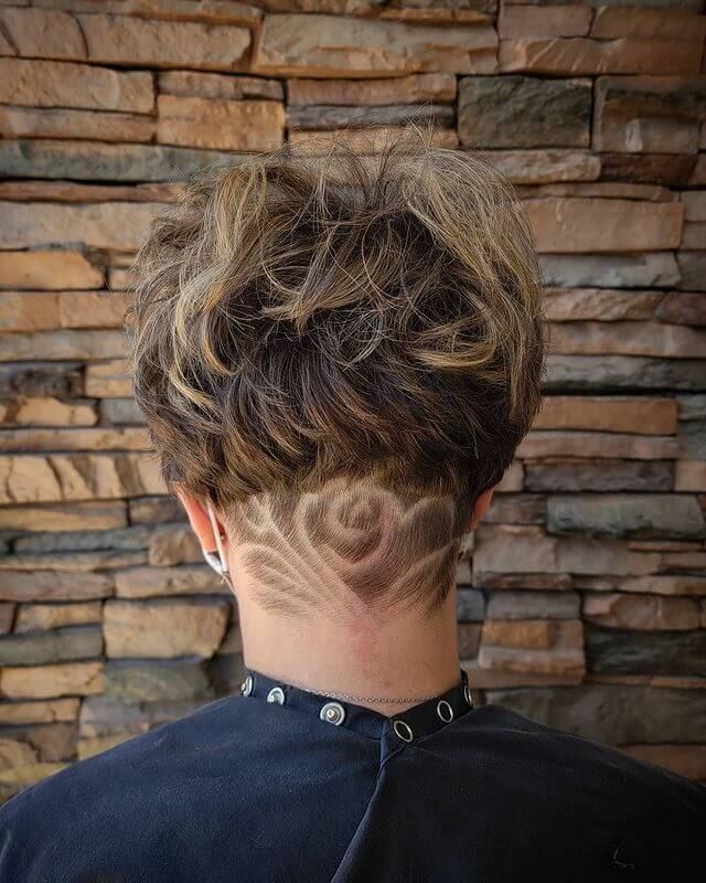 curly undercut hair tattoo