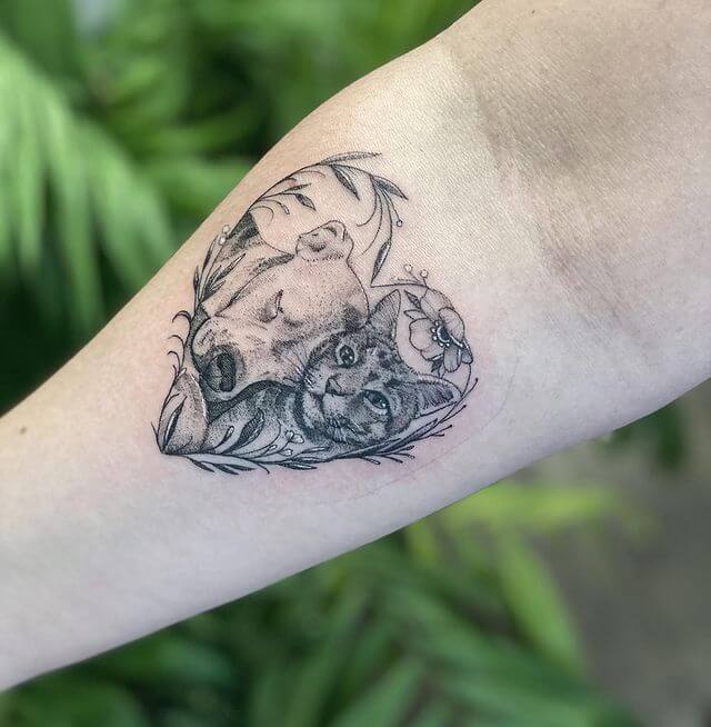dog and cat tattoo