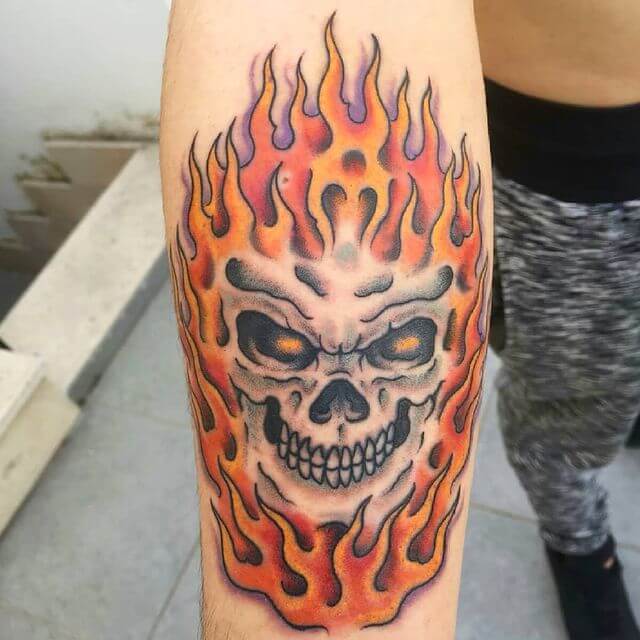 flaming Skull Tattoo
