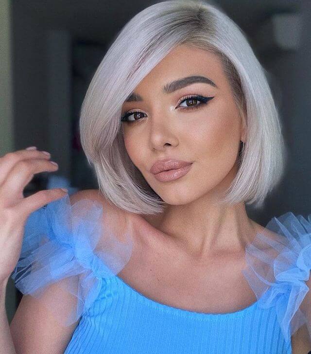 Sexy Icy Blonde Bob Cut