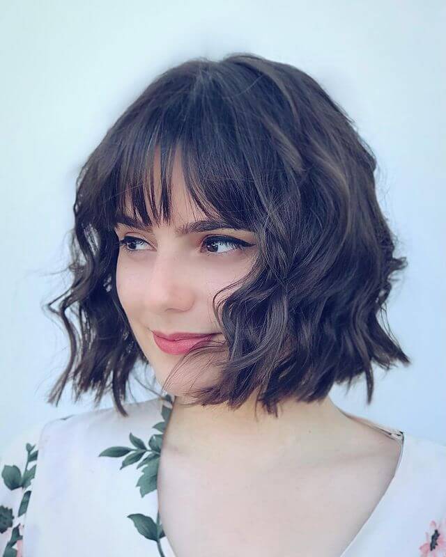 women 40 plus Wavy Bob with Bangs