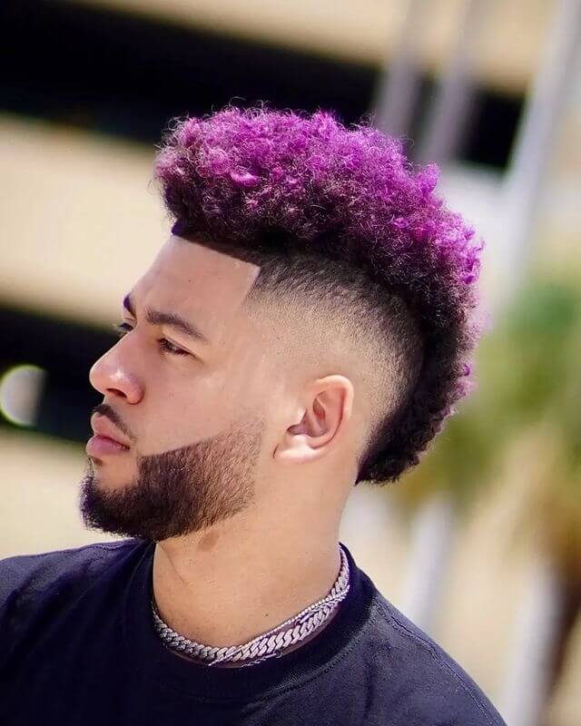 Curly Mohawk Fade for black guy