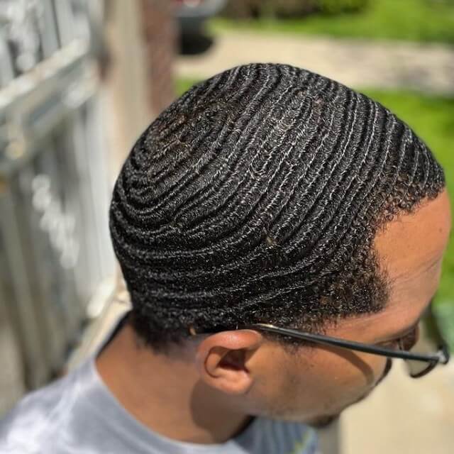 Black Men's Haircut With 360 Waves