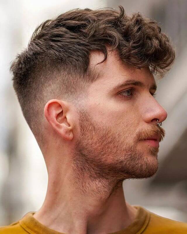 Curly fringes with Taper Fade