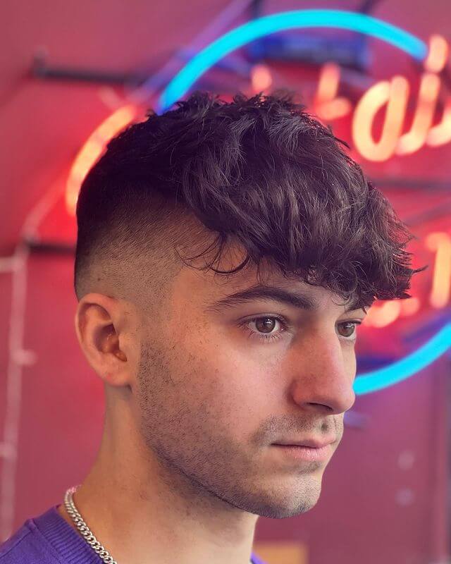 Long Wavy Bang With Skin Fade