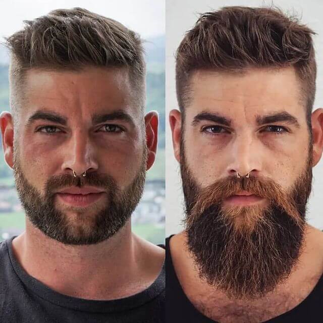 Round Face Haircut with Beard