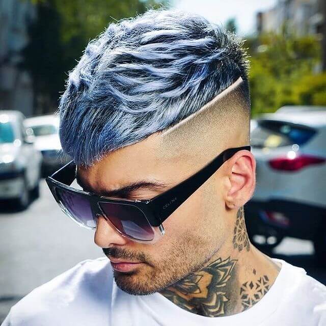 Wavy Short Haircut with Metallic Hair Color