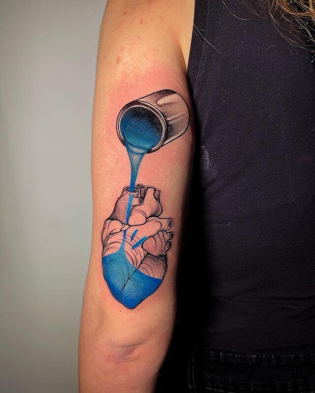 Blue Heart Tattoo Design