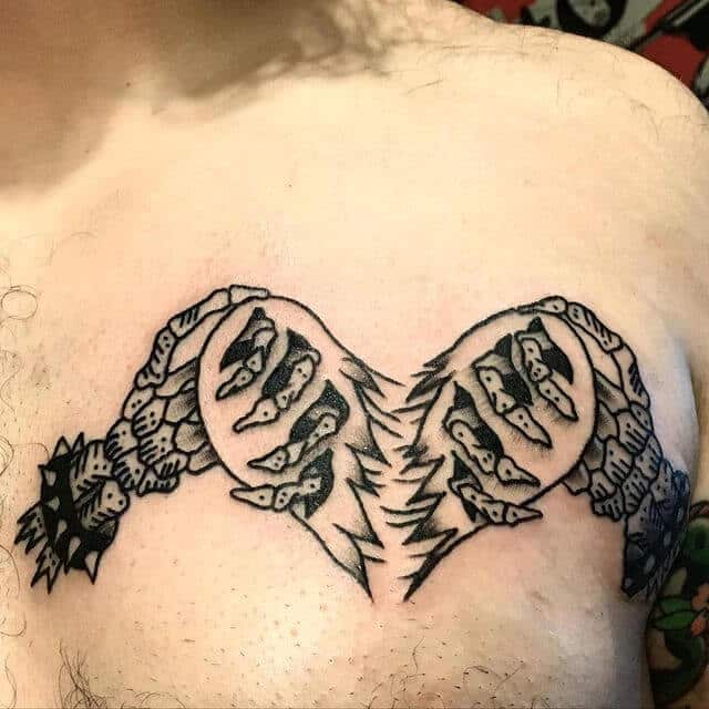 Broken Heart Tattoo On Chest
