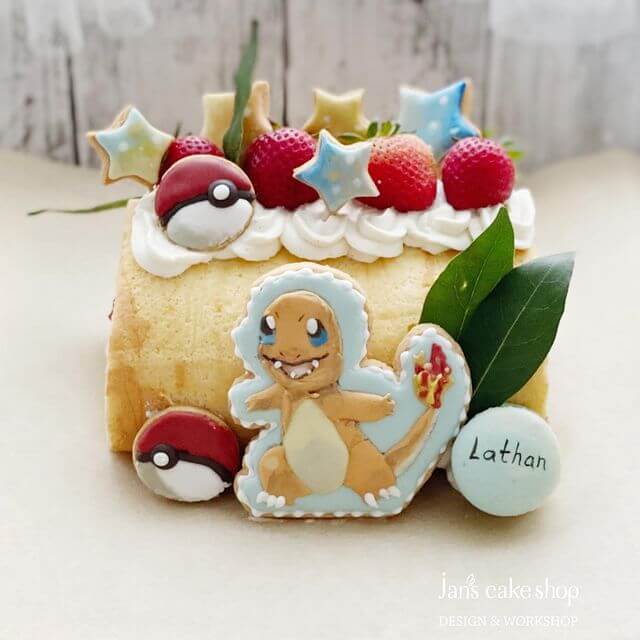 Charmander Strawberry Roll Cake