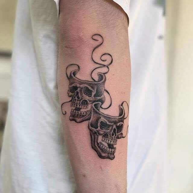 Laugh Now Cry Later Skull Tattoo