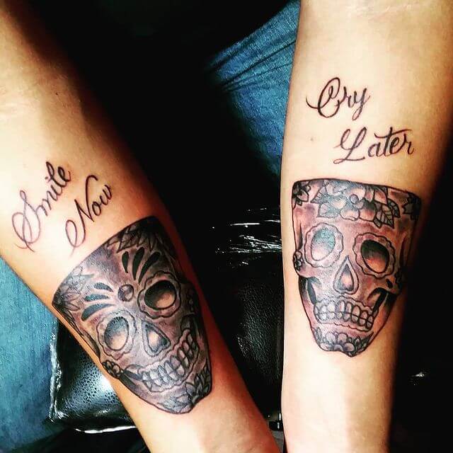 Laugh Now Cry Later Sugar Skull Tattoo