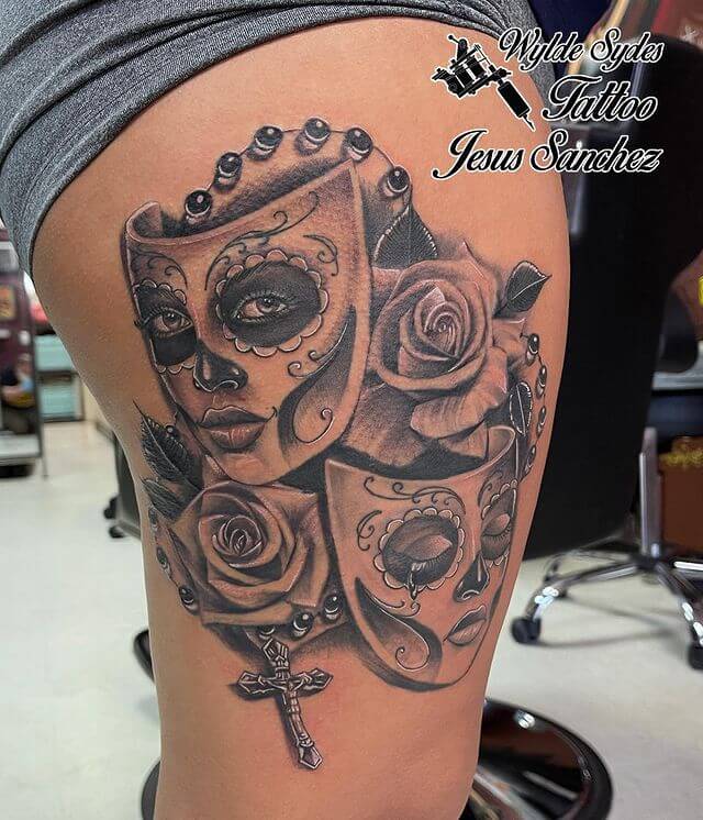 Laugh Now Cry Later With Cross Tattoo