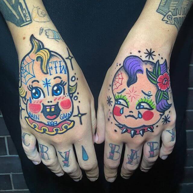 Laugh and Cry Baby Faces Tattoo