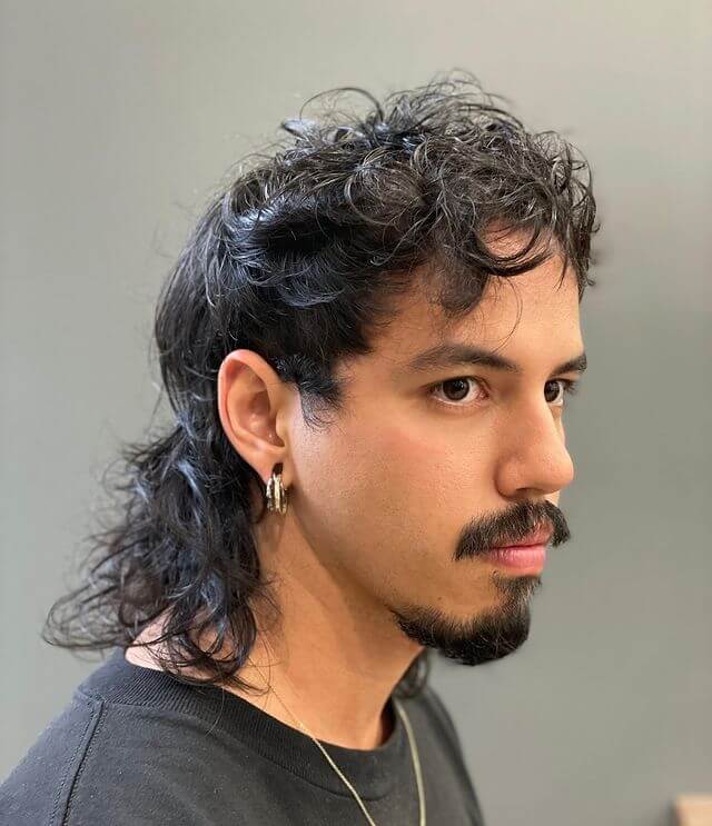 Man Mullet with Curly Top