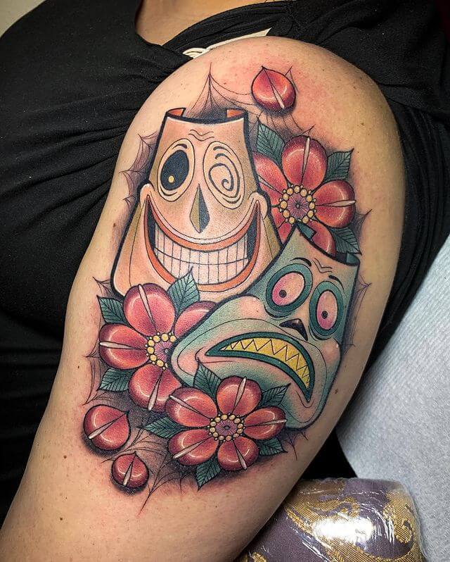 Neo Traditional Laugh Now Cry Later Tattoo