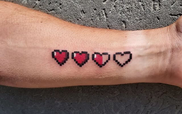 Pixeled Heart Tattoo
