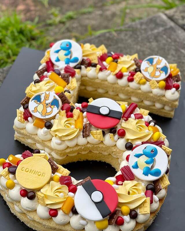 Pokemon Themed Large Number Cake