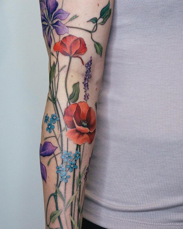Red Poppy Flower Tattoo