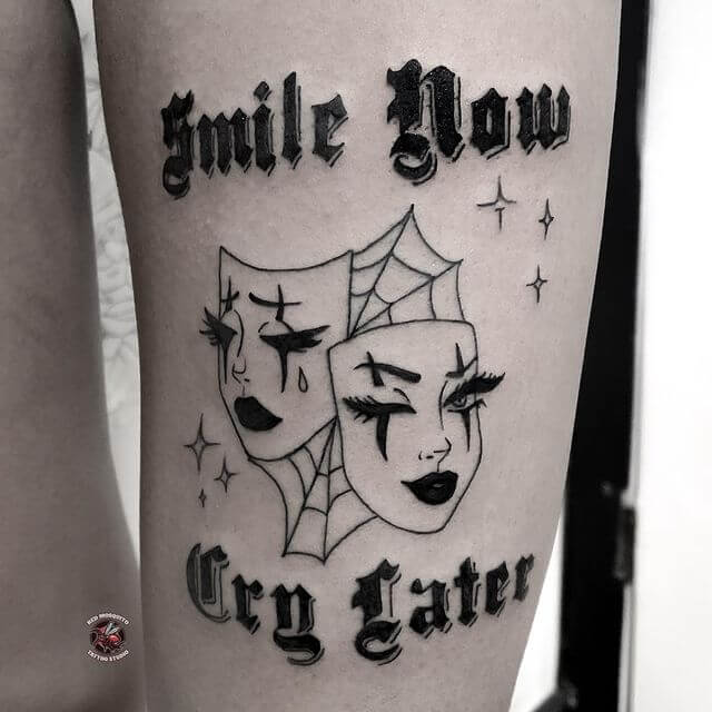 Smile Now Cry Later Spider Web Tattoo