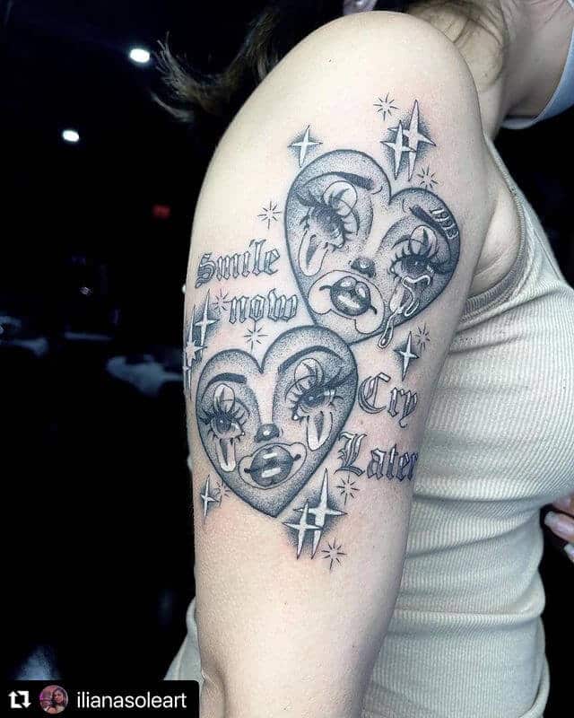 Smile Now, Cry Later With Heart tattoo