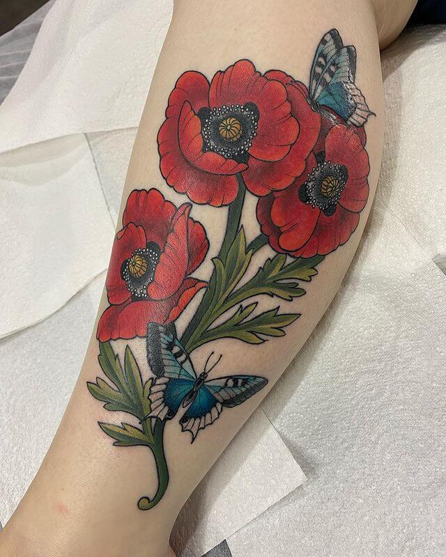 Traditional Poppy Tattoo Design 