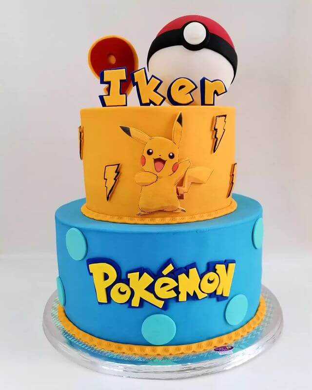 Two Tiers Pokemon and Poke Ball Cake