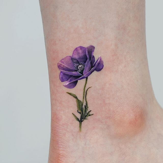 Purple Poppy Flower Tattoo